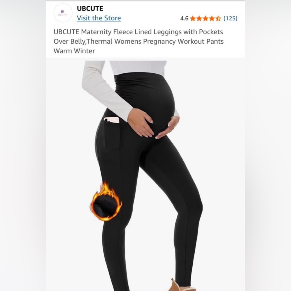 Maternity Warm Winter Black Leggings